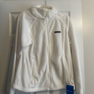 Columbia White Full-Zip Women's Fleece with Logo